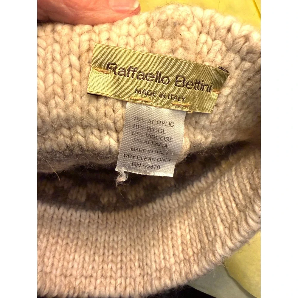 Raffaello Bettini Knit Beanie Hat Alpaca Wool Blend cream tan Made in‎ Italy